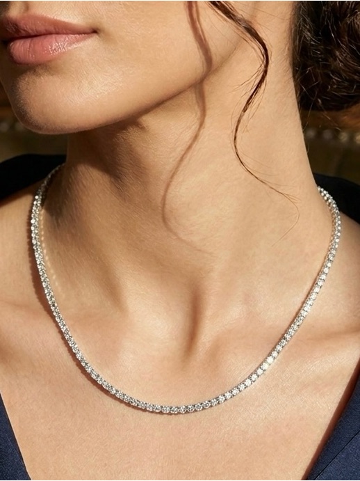 Restock Tennis Choker Necklace Aaa+ Real Zirconia 2mm Platinum Plated Luxury